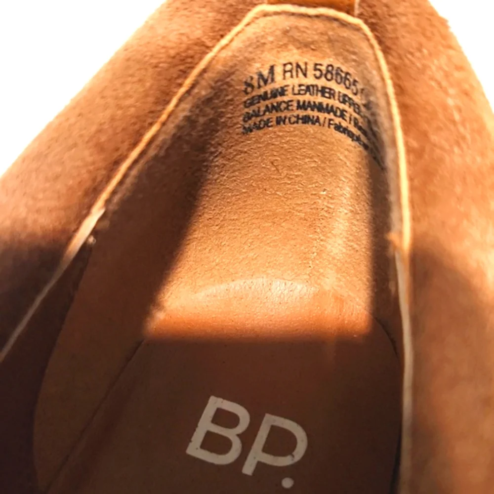 BP Brice Suede Chestnut Notched Fold Over Booties Size 8M